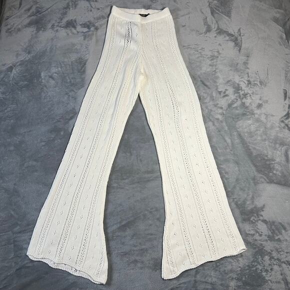 Nasty Gal High Rise Crochet Pointelle Knit Flare Pants Size M NEW Festival Boho - Picture 4 of 14